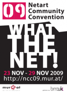 Cirkulacija 2 as a part of Netart Community Convention (NCC), from 24th to 29th November, 2009 uin Graz – at multimedia lab MedienKunstLabor in KunstHaus Graz. The topic of NCC is web 2.0 critical discourse (the mass phenomena of web logs and of social nets), and lets try to find some points for further thinking.